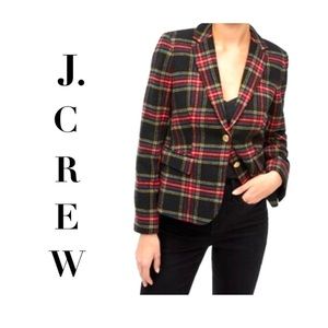 J CREW Schoolboy Blazer Stewart Tartan Plaid size 10 Wool Black Red Green